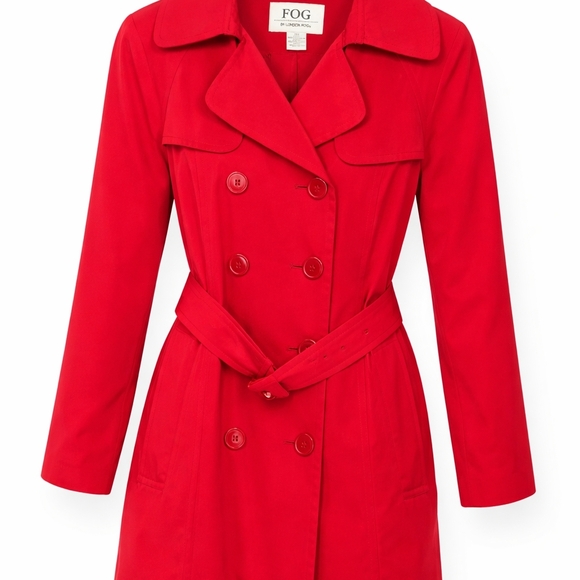 London Fog Women's Vibrant Red Trench Coat - Picture 2 of 5